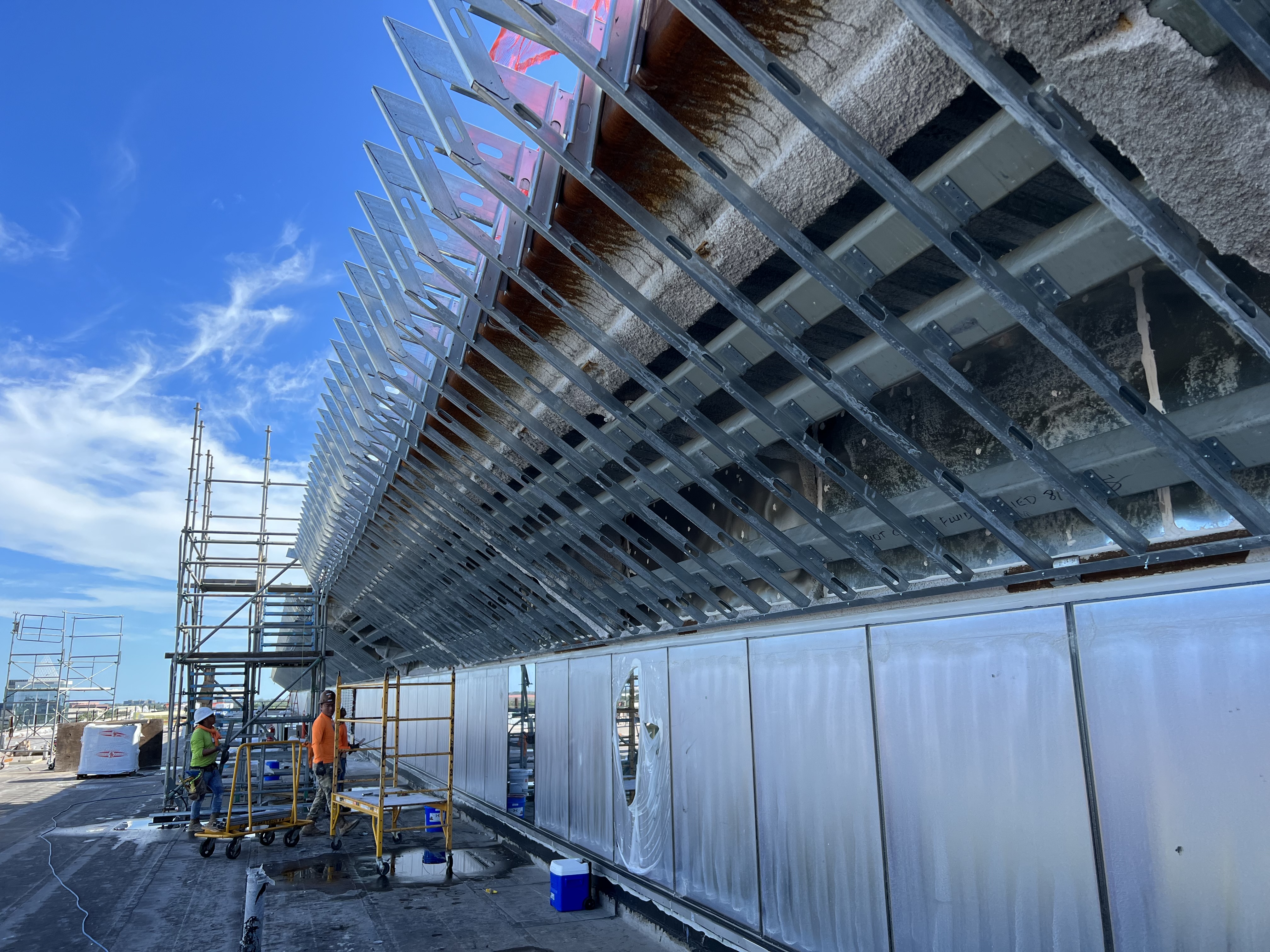 Black Bridge USA exterior metal framing and roof structure, South Florida